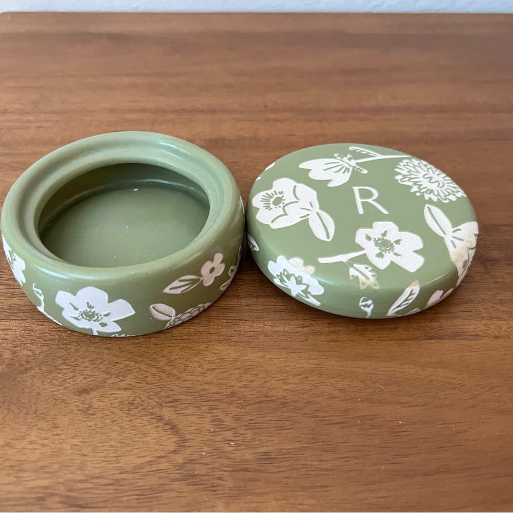 Anthropologie Trinket Dish with Monogram ‘R’ Cover
